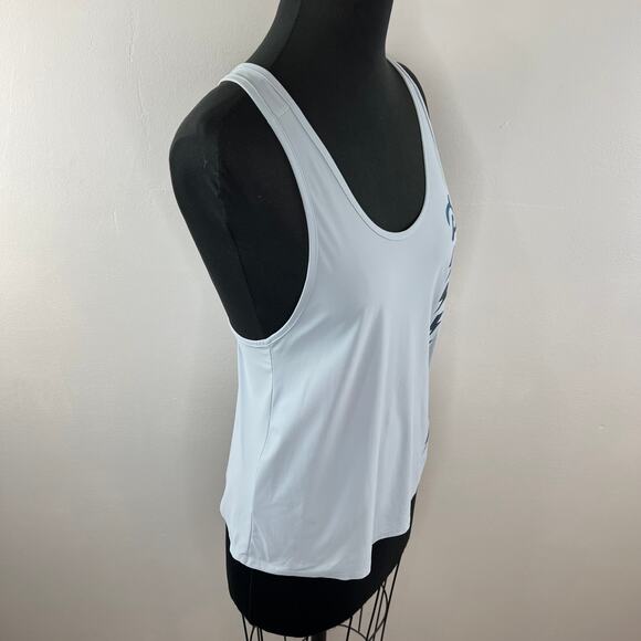 PELOTON Light Blue Scoop Neck Twist Racerback Tank Microfiber Top Lightning M - Picture 5 of 8